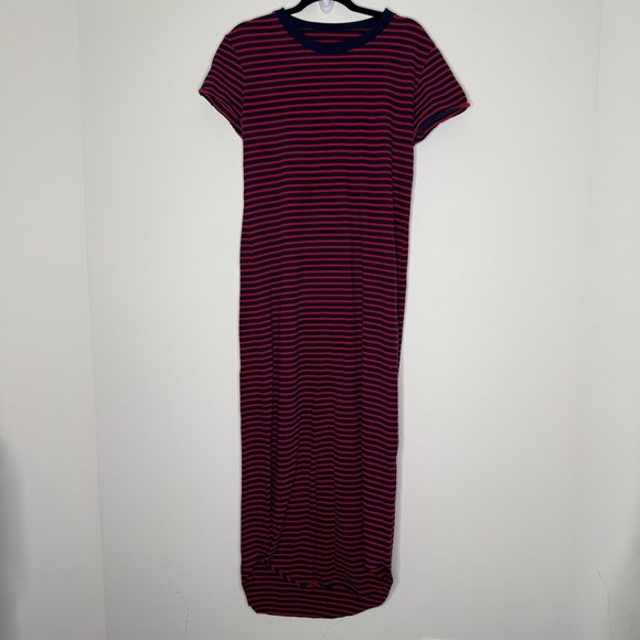 Frank & Eileen Striped Harper Midi Dress L Red Blue - Picture 2 of 10